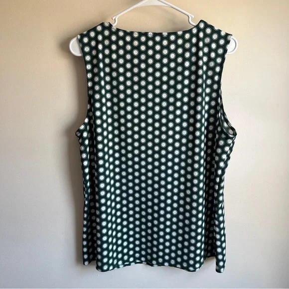 Ann Taylor Green Patterned Sleeveless Career Tank Top - Picture 4 of 5